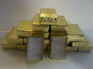 20 SMALL GOLD FOIL COTTON FILL GIFT CRAFT JEWELRY BOXES  