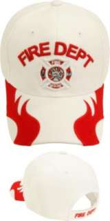 FIRE DEPT DEPARTMENT WHITE RED BASEBALL HAT CAP  