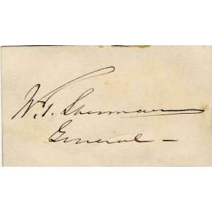  William Sherman Signed Page, Signature Dark Ink 