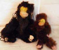 Monkey Marionettes VTG Made in Japan Brown Fur Set of 2  