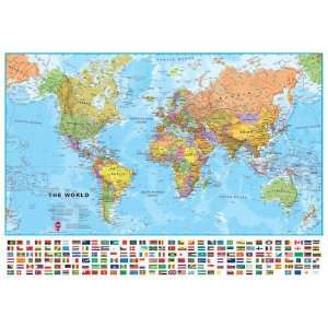  Round World Products World With Flags Laminated Map 