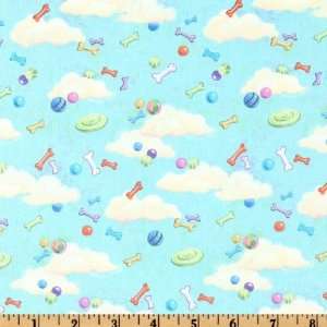  44 Wide Smoochie Poochie Doggies Toys Turquoise Fabric 
