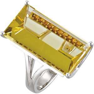  Sterling Silver Lime Quartz and Citrine Ring, Size 13.75 Jewelry