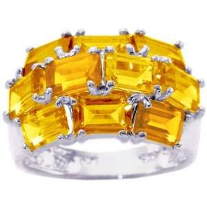   14K White Gold Gemstone Cluster Ring Citrine, size7 diViene Jewelry