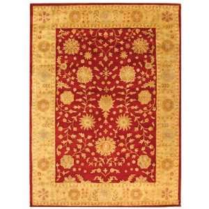   Red and Gold Hand Spun Wool Round Area Rug, 6 Feet