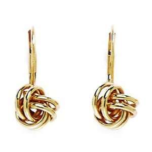  14k Yellow Gold Small Knot Leverback Earrings   Measures 