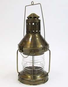 XL Ships Anchor Lantern Oil Lamp Solid Brass 16 Fresnel Lens Nautical 