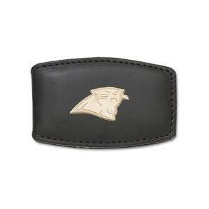   Plated Panther Head on Brown Leather Money Clip