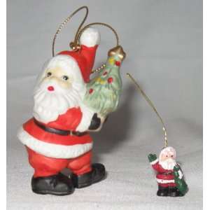  Set of 2 Santa Claus Ornaments   Regular & Mini 