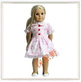 Handmade Cotton Party Dresses Clothes fit 18 inch American Girl doll 