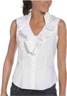    Kenneth Cole Womens Sleeveless Ruffle Front Blouse Clothing