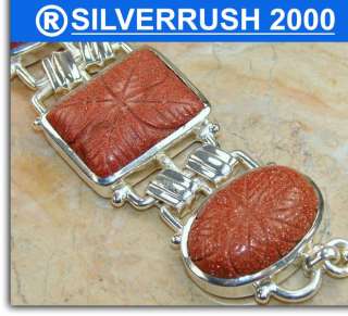 HUGE RED SITARA 925 SILVER BRACELET 9   10 LONG; 1 3/8 WIDE 