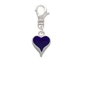  Small Long Purple Heart Clip On Charm Arts, Crafts 