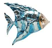 Blue Singing Fish Metal Wall Nautical Decor Sculpture  