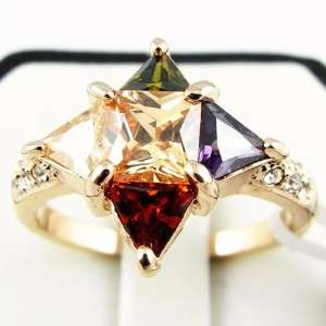 Simulated Gemstone 18K Gold Plated Retro Rings 01 0153  