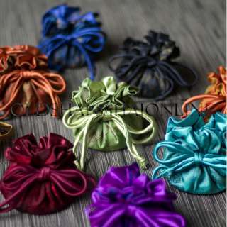 Simple Drawstring Jewelry Pouch Silk Jacquard colors
