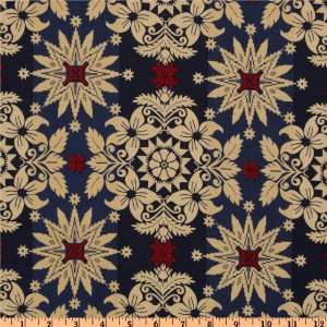  44 Wide Farmer Fancy Quilt Floral Navy Fabric By The 