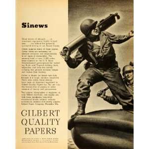  1944 Ad Gilbert Paper Menasha Sinews Fiber Lancaster Bond 