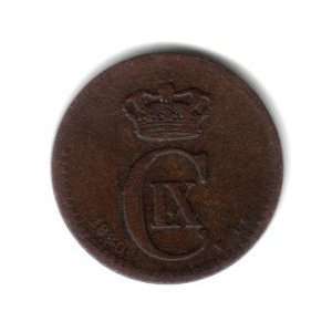  1880 CS Denmark 1 Ore Coin KM#792.1 