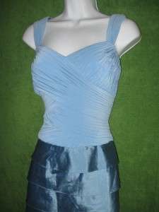 ADRIANNA PAPELL Blue Shutter Pleat Jacket*Gown Dress 12  