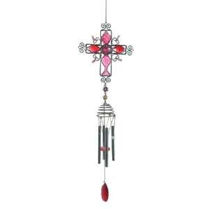  31 inch Metal And Poly Resin Red Ornate Cross Musical Wind 