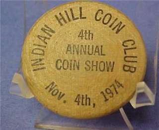 Indian Head Wooden Nickel Indian Hill Coin Club 9045C  