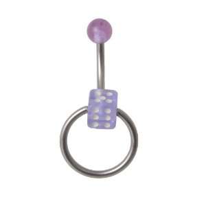    Light Purple Door Knocker Dice Belly Ring   14g, 5/8 Jewelry