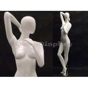  (MD C7) Abstract Female Egg Head Mannequin Glossy White 