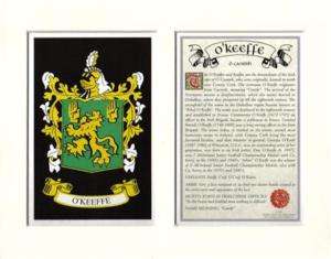 Keefe Heraldic Mount Coat of Arms Crest + History  