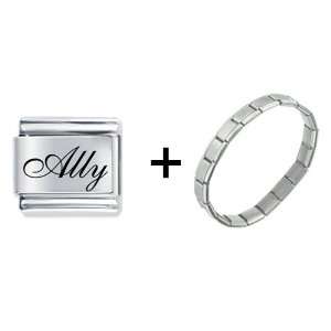    Edwardian Script Font Name Ally Italian Charm Pugster Jewelry