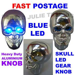   Skull Gear Shift Knob Chrome Aluminium Metal Terminator LED Gear Knob