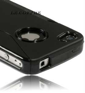 Black TPU Cover Gel Case S line for Apple iPhone 4 4G 4S + Full Body 