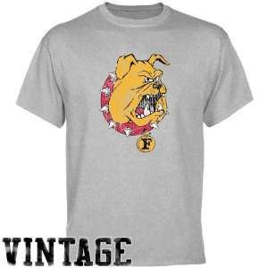  Ferris State Bulldogs Ash Distressed Logo Vintage T shirt 