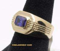 Mens Ring Gold Overlay Alexandrite Cubic Zirconia Size 8 9 10 11 12 13 