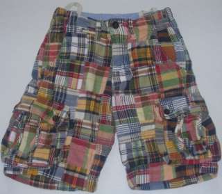 Gap Kids boys bermuda shorts size 8 slim patch madras plaid  