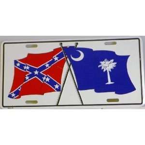  Carolina and Confederate Flags Crossed License Plate 