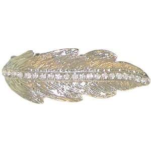   Adjustable Leaf Ring with Rhinestones In Silver Tone Jewelry