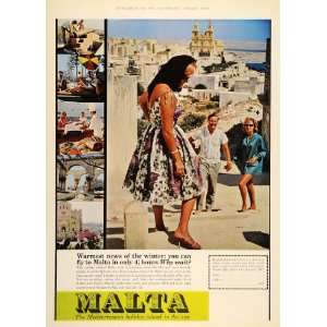 1964 Ad Malta Valletta Travel Mediterranean Sea Tourist   Original 