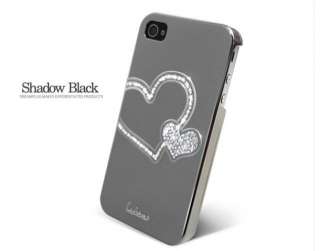 Heart Swarovski Diamond Crystal Hard Case Cover For iphone 4 4s Shadow 