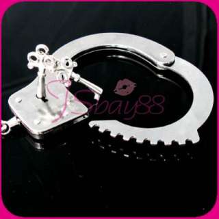 Police Lover Toy Metal Handcuffs Hand Shackles w/ Key  