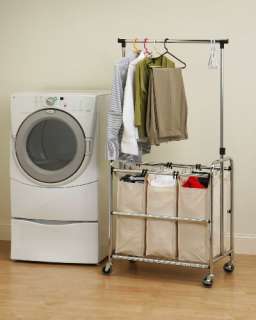 Seville Classics SHE16165 3 Bag Laundry Sorter Cart 017641161656 