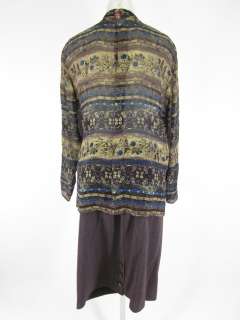 VNTG EMANUEL UNGARO Multi Color Silk Shirt Skirt Set 12  