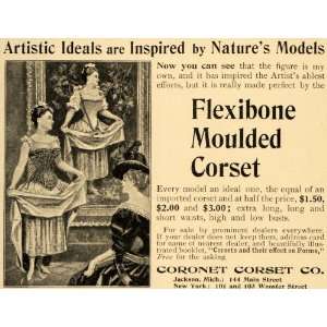  Flexibone Moulded Corset Victorian   Original Print Ad