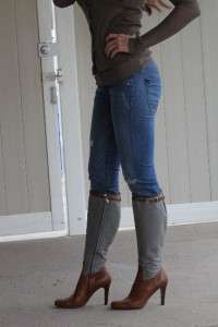   Lauren Collection~Gorgeous Gray felt & leather riding boots~9.5~$1,095