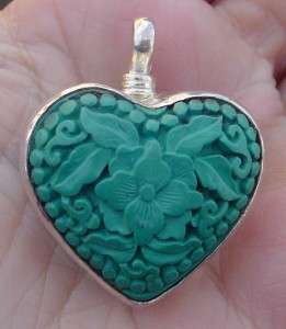 COREEN CORDOVA STERLING SILVER/TURQUOISE FLORAL HEART ENHANCER PENDANT 