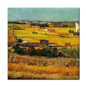 Harvest at La Crau, with Montmajour in the Background By Vincent Van 