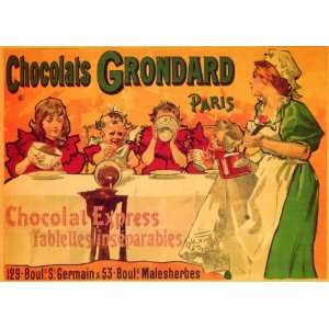 CHOCOLATE CHOCOLAT GRONDARD PARIS CHILDREN FRENCH SMALL VINTAGE POSTER 