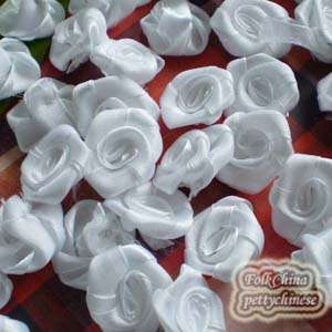 White Organza and Satin Ribbons Rose 25mm Appliques Scrapbooking 