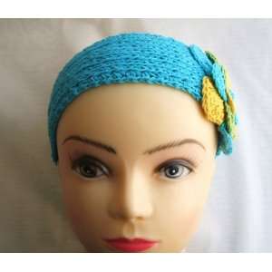  Teal Flower Crochet Headband Beauty