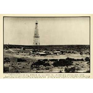  1937 Print Derrick Superior Oil Rig Crockett County Texas 
